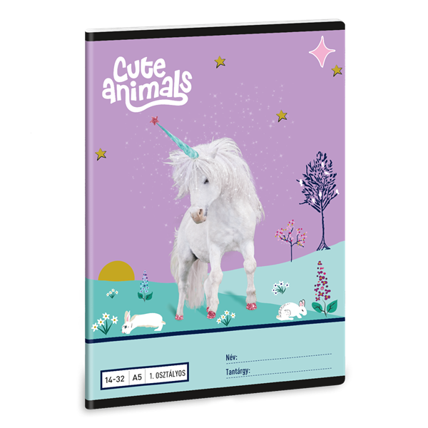 Ars Una Cute Animals Unicorn 25 (5448) A5 14-32 1. osztályos vonalas füzet