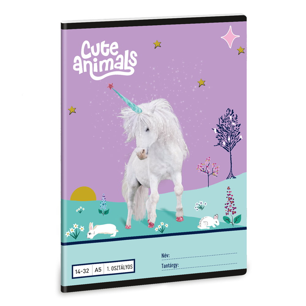 Ars Una Cute Animals Unicorn 25 (5448) A5 14-32 1. osztályos vonalas füzet