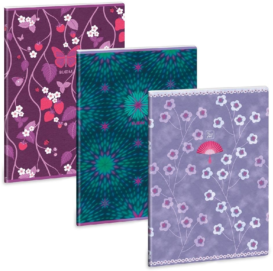 Ars Una Purple Bloom mix 5251 A4 extra kapcsos ponthálós füzet