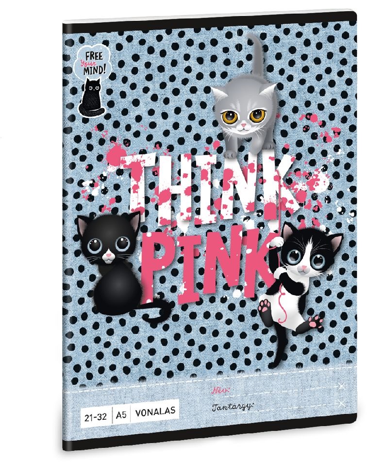 Ars Una Think-Pink 23 5285 A5 21-32 vonalas füzet