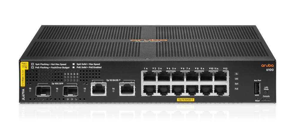 Aruba 6100 12G CL4 2SFP+ PoE Switch