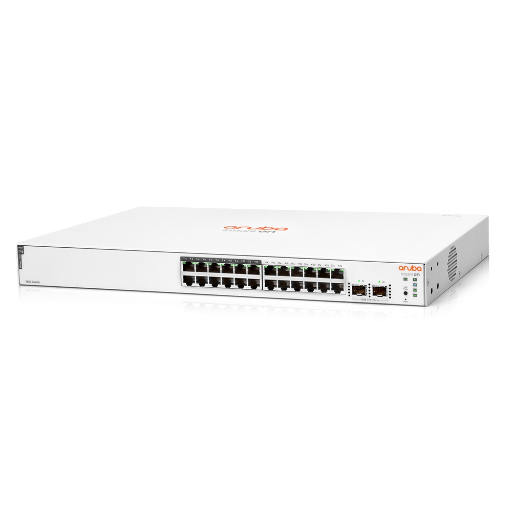 Aruba Instant On JL813A 1830 24xGbE LAN 12xPoE LAN port 2xSFP port smart menedzselhető PoE (195W) switch (Újszerű)