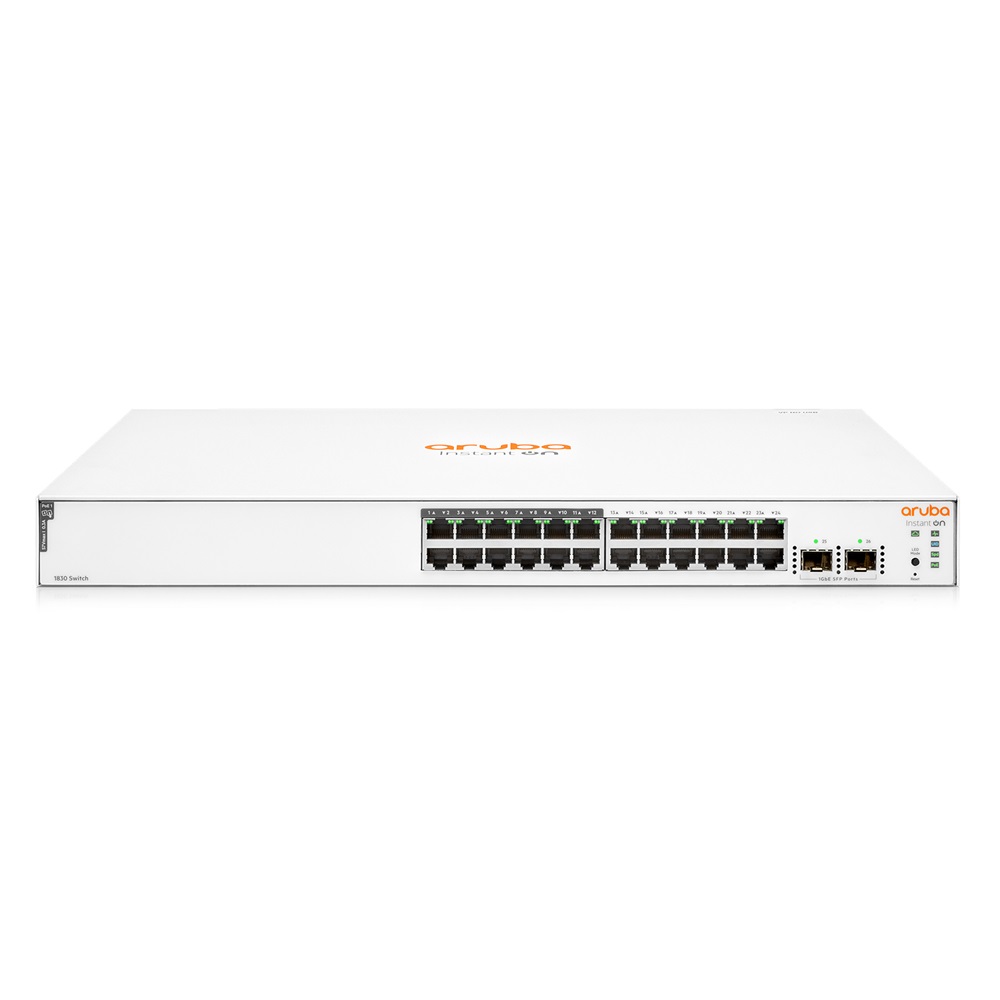 Aruba Instant On JL813A 1830 24xGbE LAN 12xPoE LAN port 2xSFP port smart menedzselhető PoE (195W) switch (Újszerű)