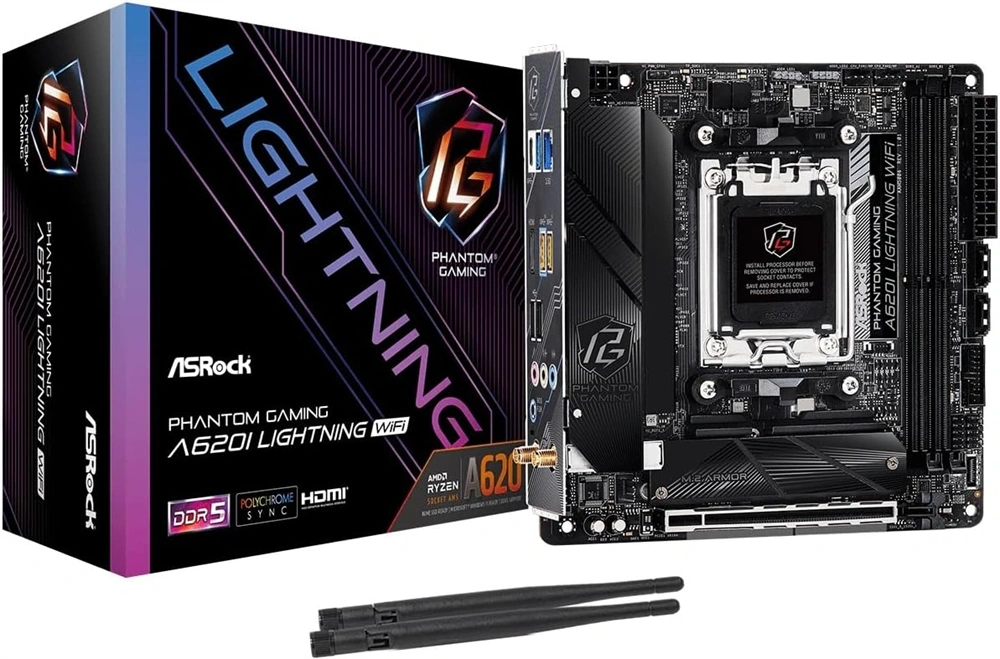 Asrock LIGHTNING Wi-Fi AMD A620I AM5 Mini-ITX alaplap