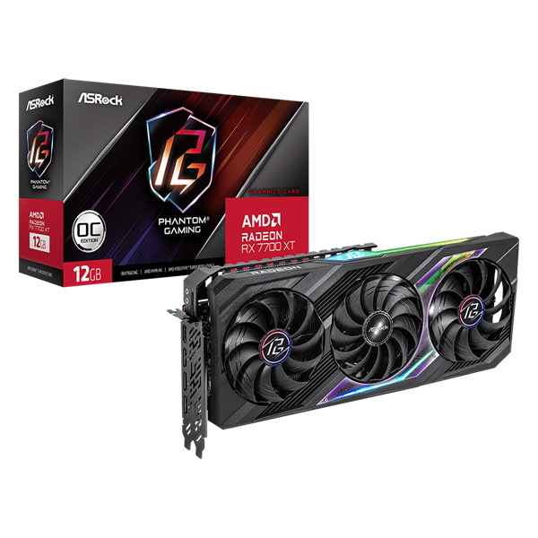 Asrock RX 7700XT Phantom Gaming AMD 12GB DDR6 PCI-Ex16x videókártya