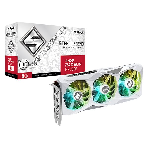 Asrock Radeon RX 7600 Steel Legend OC 8GB GDDR6 128-bit grafikus kártya