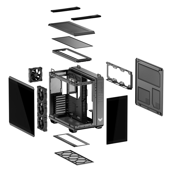 Asus TUF GAMING GT502 HORIZON fekete (táp nélküli) ablakos ATX ház