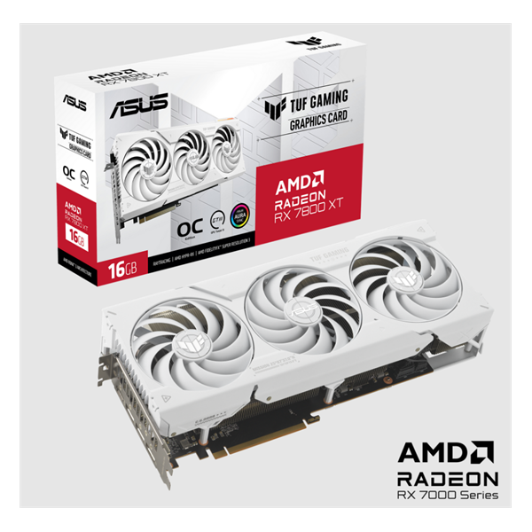 Asus TUF Gaming Radeon RX 7800 XT White OC Edition AMD 16GB GDDR6 256bit PCIe videókártya