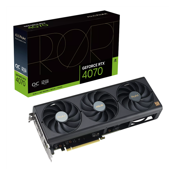 Asus Videokártya - nVidia PROART-RTX4070-O12G (12288MB, GDDR6X, 2760/21000 Mhz, 192bit, 1xHDMI, 3xDP)