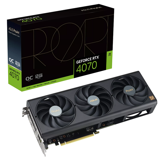 Asus Videokártya - nVidia PROART-RTX4070-O12G (12288MB, GDDR6X, 2760/21000 Mhz, 192bit, 1xHDMI, 3xDP)