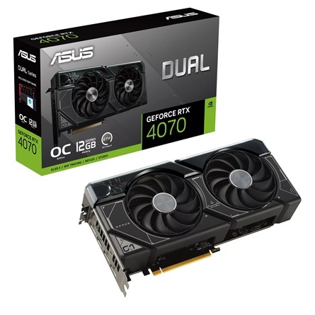 Asus nVidia DUAL-RTX4070-O12G (12288MB, GDDR6X, 2550/21000 Mhz, 192bit, 1xHDMI, 3xDP) videokártya