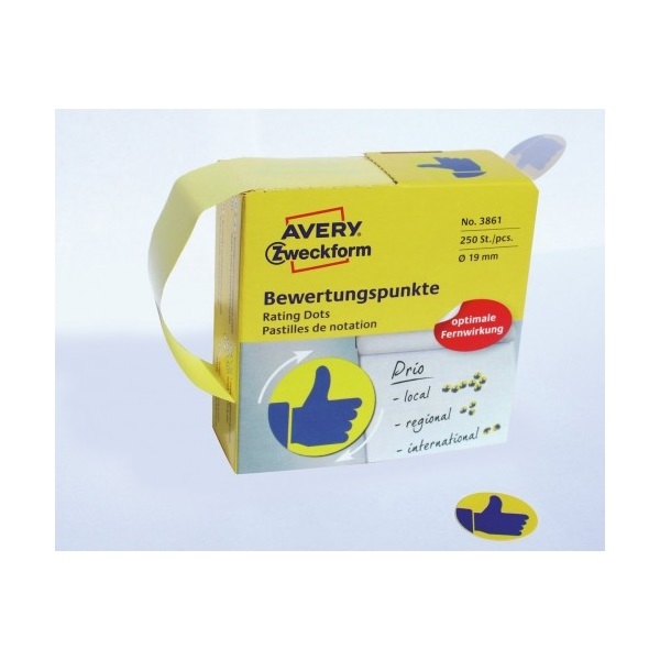 Avery 3861 Kék lájk 19mm öntapadó 250db-os címke