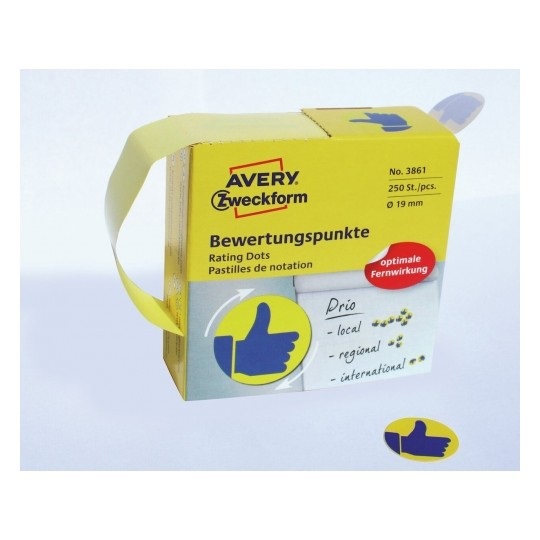 Avery 3861 Kék lájk 19mm öntapadó 250db-os címke