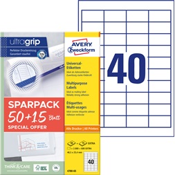 Avery 4780-65 48,5x25,4 mm univerzális 50+15 lap 2600 db-os etikett