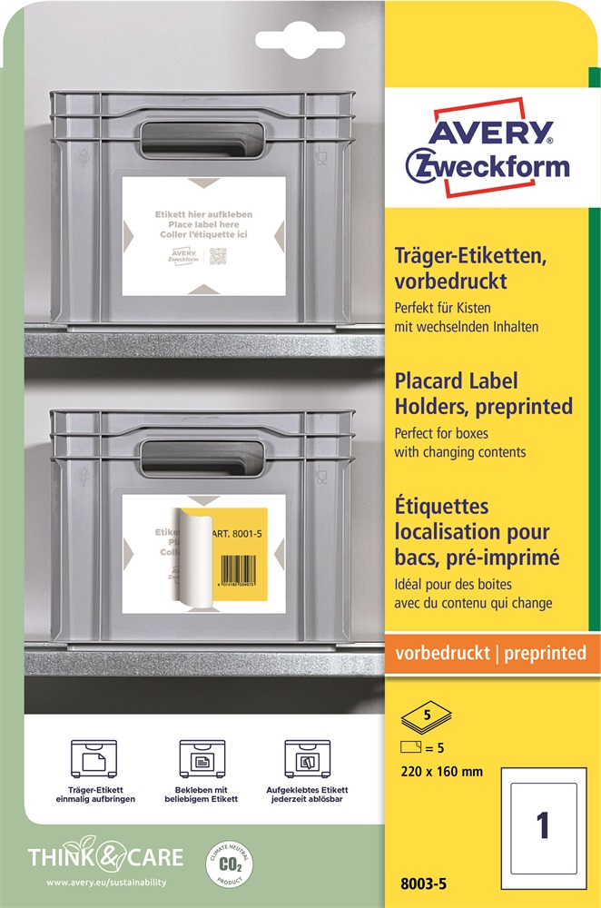 Avery 8003-5 220x160mm 5 lap hordozó címkék etikett címkékhez