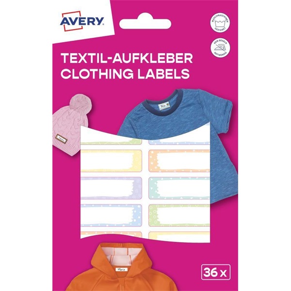 Avery ETVET36M iskolai 45x13 mm 36 db öntapadós pasztell vízálló fólia