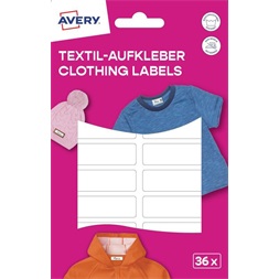 Avery ETVET36 iskolai kézzel írható 45x13 mm 36 db fehér textil öntapadós címke