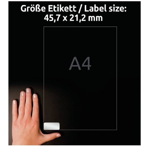 Avery L6009-20 45,7×21,2mm vízálló 960 db-os ipari ezüst etikett