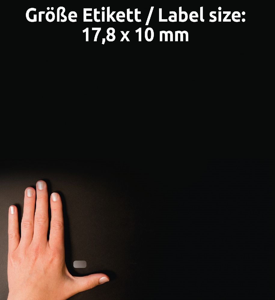 Avery L7785-25 17,8x10mm víztiszta átlátszó fóliacímke
