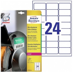 Avery L7912-10 63,5x33,9 mm ultra ellenálló 240 db-os etikett