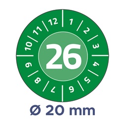 Avery Vinyl 2026 év/hónapok 20mm zöld időjárásálló öntapadó etikett
