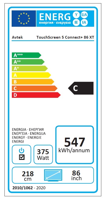 Avtek Touchscreen 5 Connect 86 + interaktív képernyő, WordWall szoftverrel, fali konzollal (1TV155)