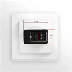 Axagon ACU-QS24 QC3.0 + 5V-1.2A fekete fali töltő