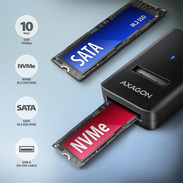 Axagon ADM2-AM USB-A 3.2 Gen2 - 1x NVMe/SATA SSD adapter