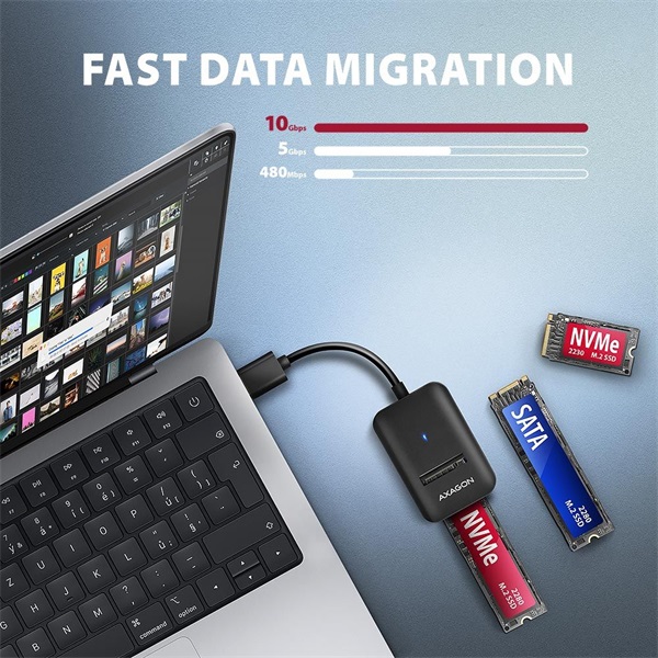 Axagon ADM2-AM USB-A 3.2 Gen2 - 1x NVMe/SATA SSD adapter