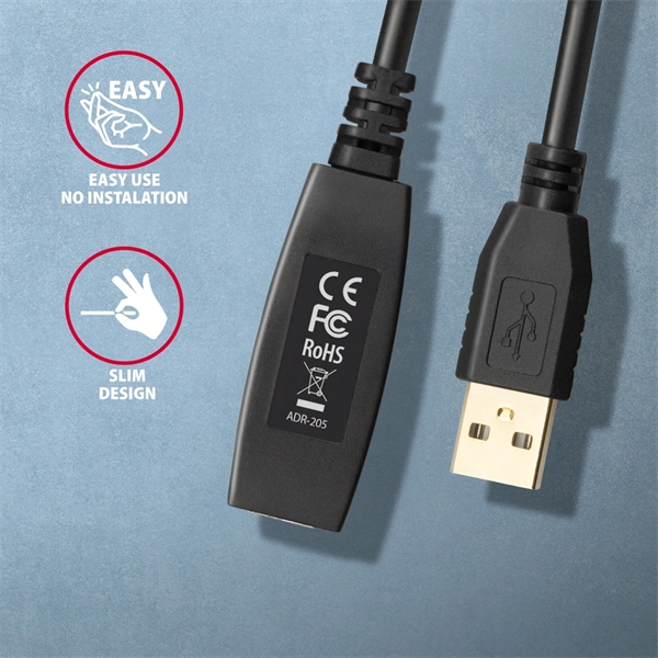 Axagon ADR-205 aktív USB hosszabbító kábel 5m