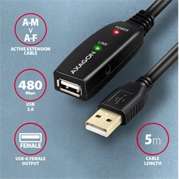 Axagon ADR-205 aktív USB hosszabbító kábel 5m