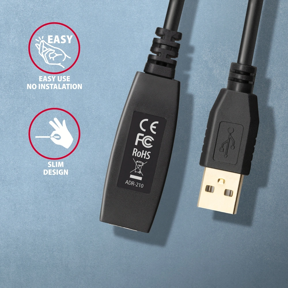 Axagon ADR-210 aktív USB hosszabbító kábel 10m