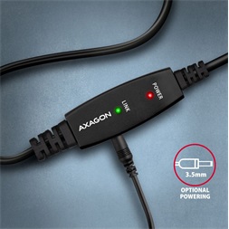 Axagon ADR-220B 20m USB 2.0 A apa - USB B apa aktív repeater kábel