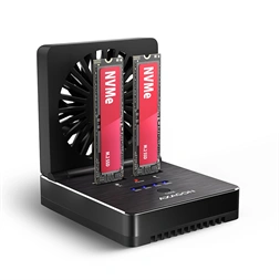 Axagon ADSA-M2C22 USB-C 20Gbps dokkolóállomás 2x M.2 NVMe / SATA SSD-hez, PC nélküli lemezklónozási funkcióval