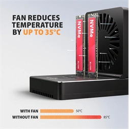 Axagon ADSA-M2C22 USB-C 20Gbps dokkolóállomás 2x M.2 NVMe / SATA SSD-hez, PC nélküli lemezklónozási funkcióval