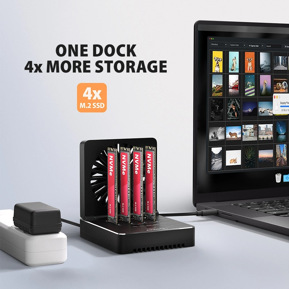 Axagon ADSA-M2C44 4x M.2 NVMe SSD-hez, PC nélküli lemezklónozási funkcióval USB4 dokkoló állomás