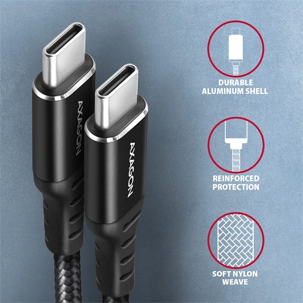 Axagon BUCM-CM30AB 3m Type C - Type C fekete adat- és töltőkábel