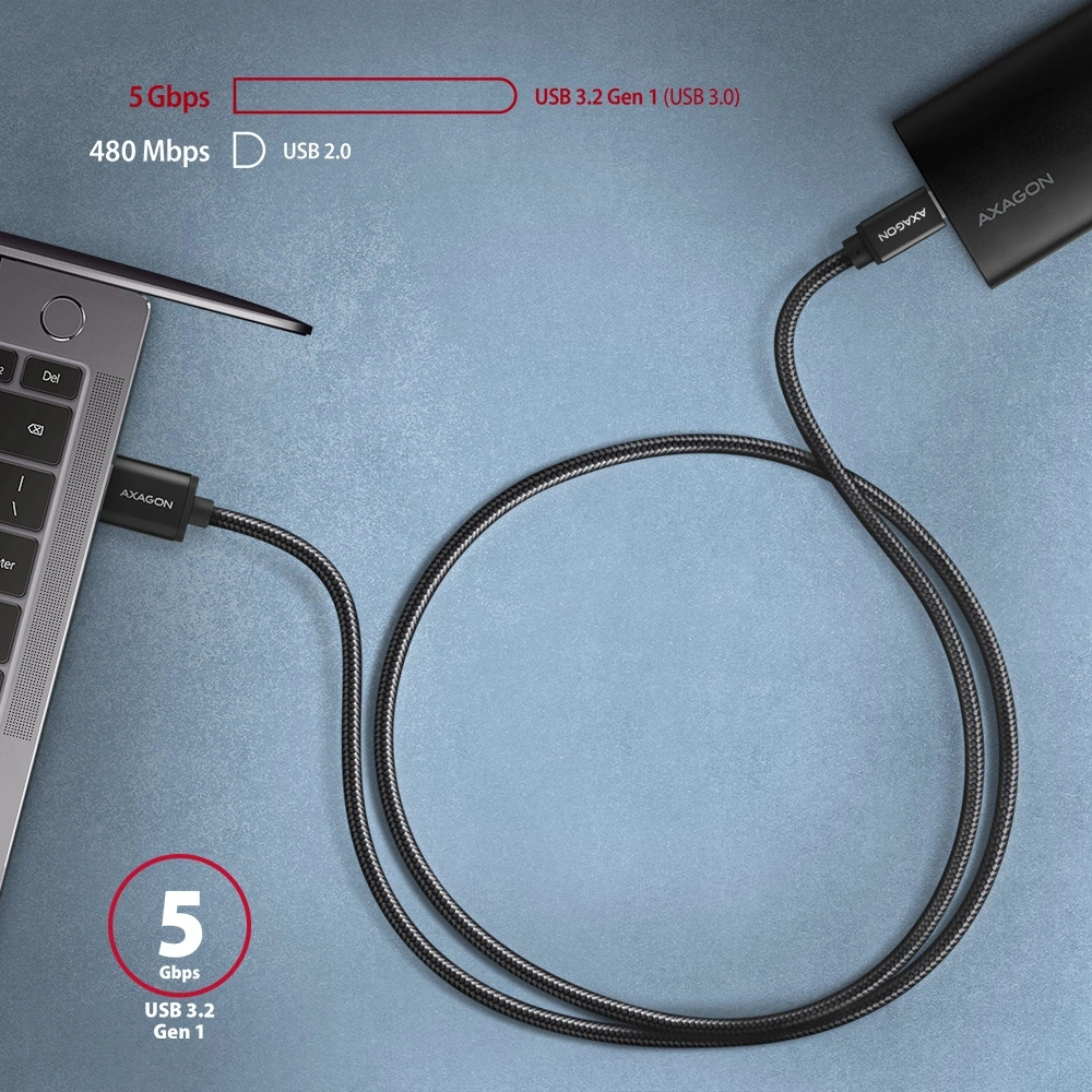 Axagon BUCM3-AM10AB USB-C 3.2 Gen 1 -  USB-A 1 m fekete kábel