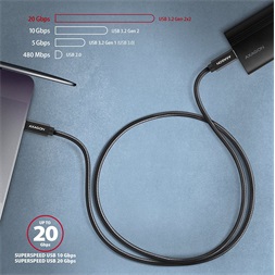 Axagon BUCM32-CM05AB 0,5m Type-C PD 100W 4K HD fekete adat- és töltőkábel