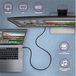 Axagon BUCM32-CM05AB 0,5m Type-C PD 100W 4K HD fekete adat- és töltőkábel