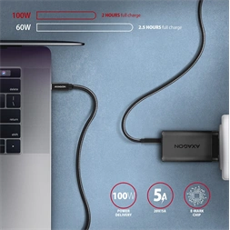 Axagon BUCM32-CM10AB USB TYPE-C 3.2 Gen 2 -  USB TYPE-C 1 m fekete kábel