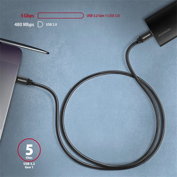 Axagon BUCM3-CM30AB 3m Type C - Type C fekete adat- és töltőkábel