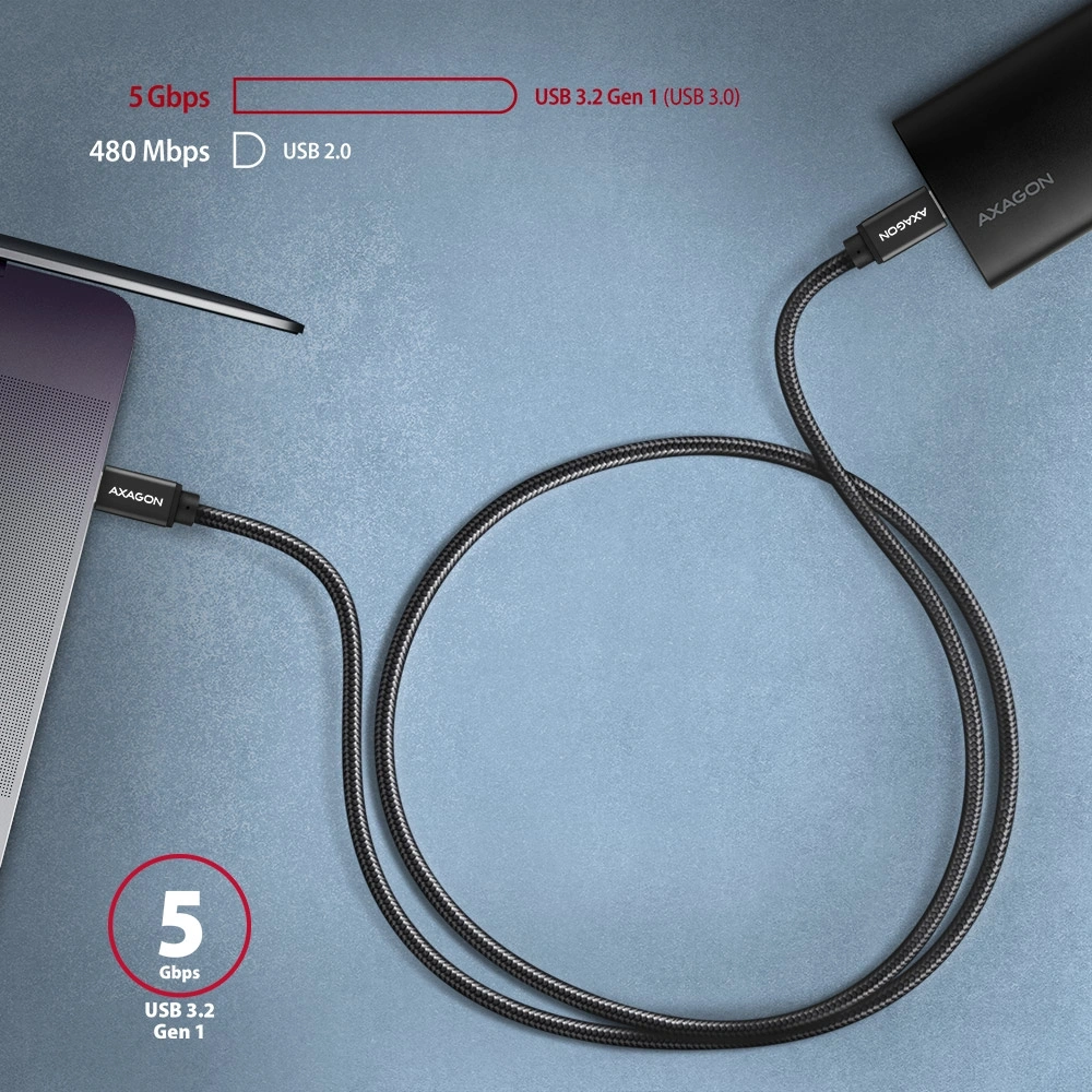 Axagon BUCM3-CM30AB 3m Type C - Type C fekete adat- és töltőkábel