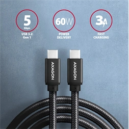 Axagon BUCM3-CM30AB 3m Type C - Type C fekete adat- és töltőkábel