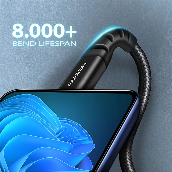 Axagon BUCM-AM15AB 1,5m Type C - USB fekete adat- és töltőkábel