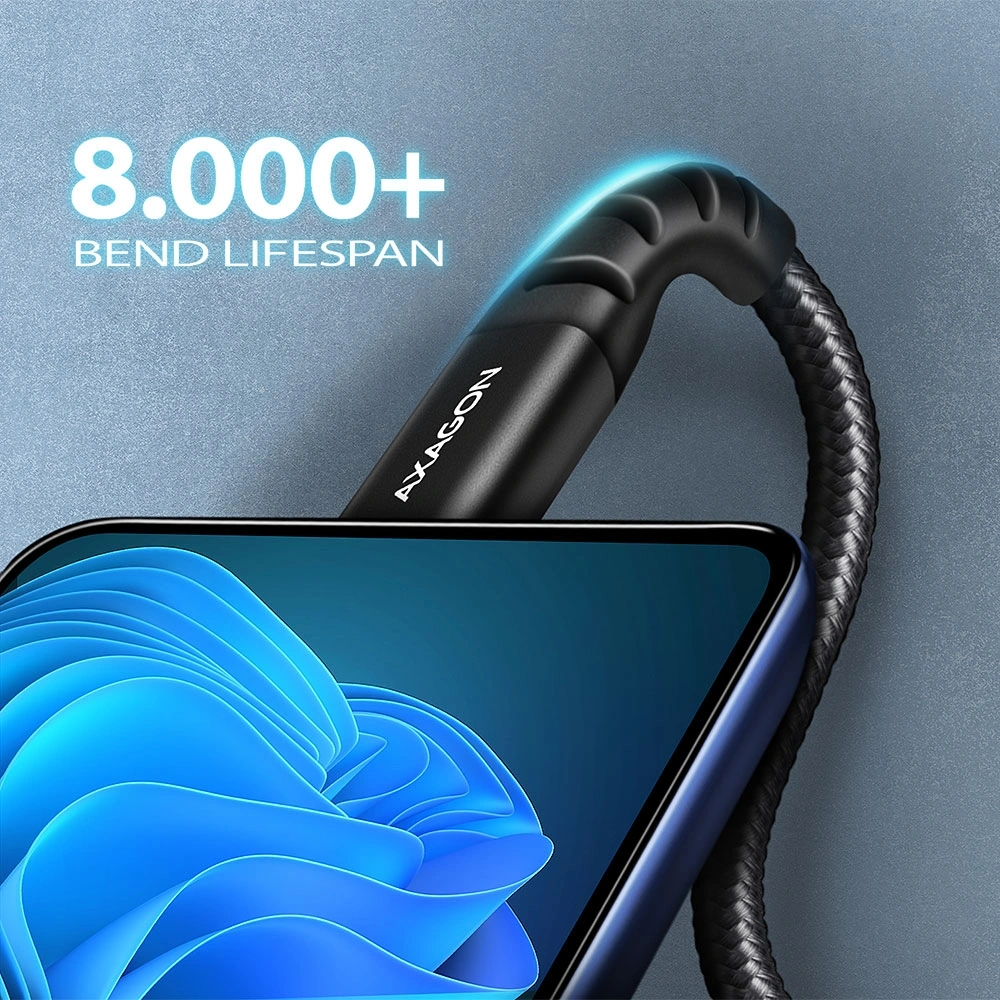 Axagon BUCM-AM15AB 1,5m Type C - USB fekete adat- és töltőkábel