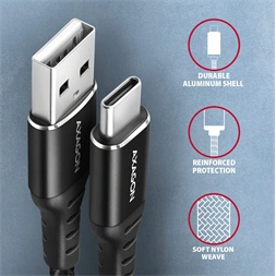 Axagon BUCM-AM15AB 1,5m Type C - USB fekete adat- és töltőkábel