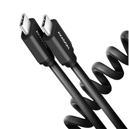 Axagon BUCM-CM10TB Twister USB-C 2.0 - USB-C 0,6 m fekete csavart kábel