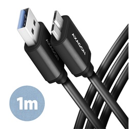 Axagon BUMM3-AM10AB micro USB 3.2 Gen 1 B - USB A 1 m fekete kábel
