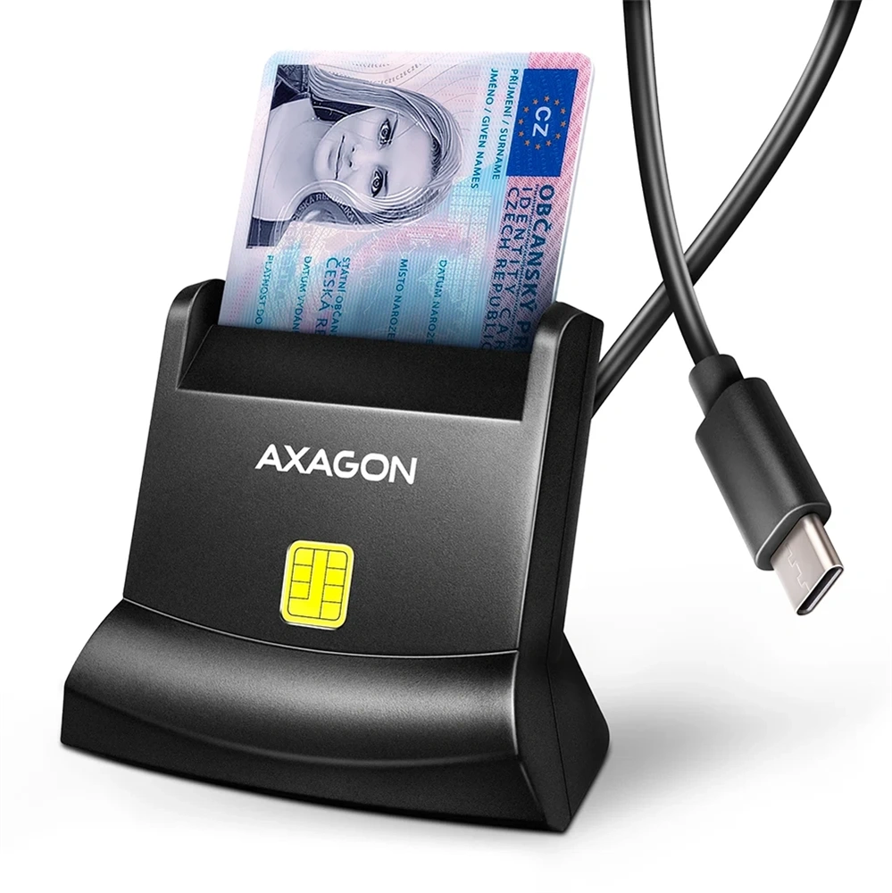 Axagon CRE-SM4NC univerzális asztali Smart / ID kártya olvasó hosszú USB-C kábellel